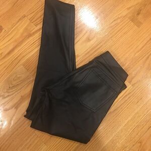 J crew size 26 black faux leather pants skinny fit